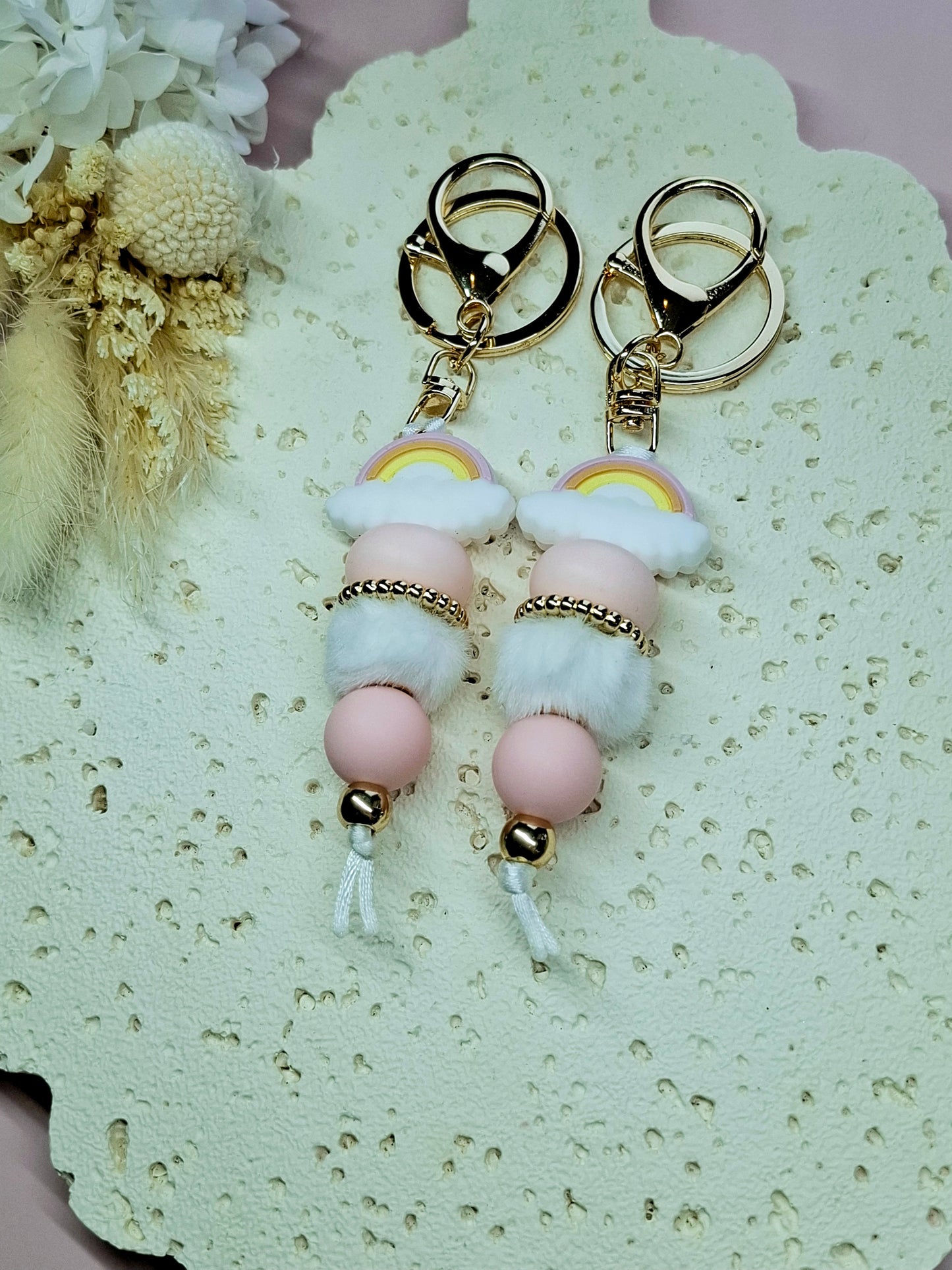 Rainbow with Cloud Keychain