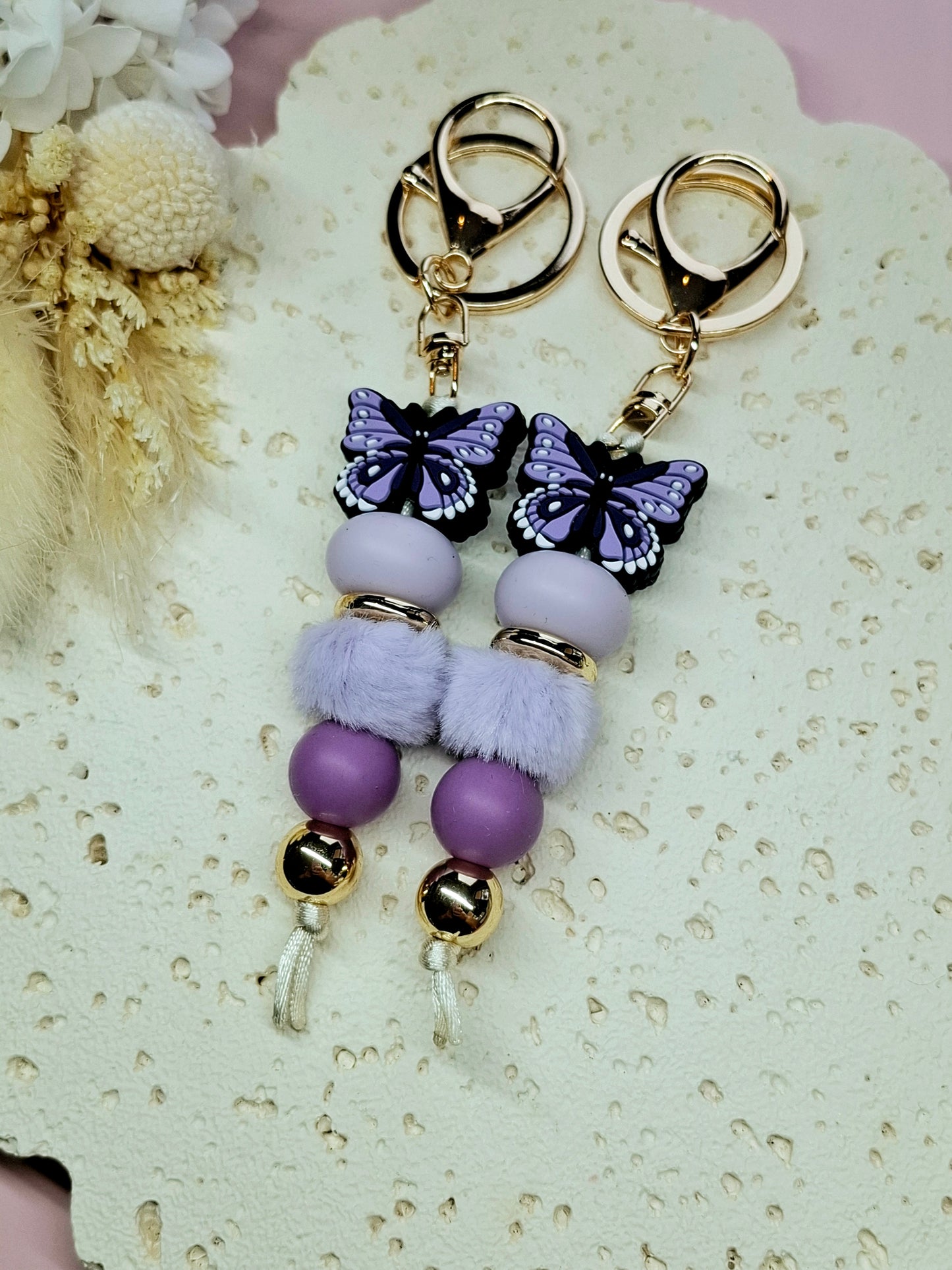 Detailed Purple Butterfly Keychain