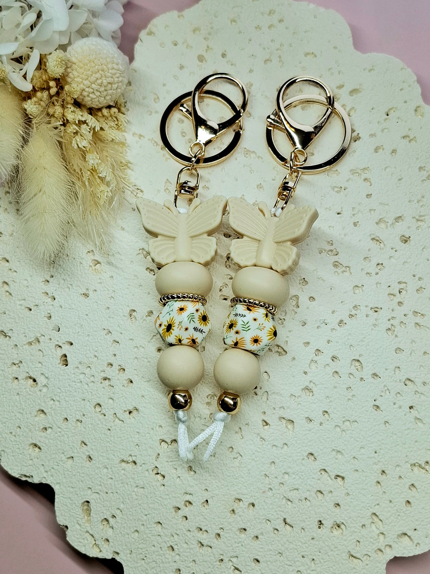 Cream Butterfly Keychain