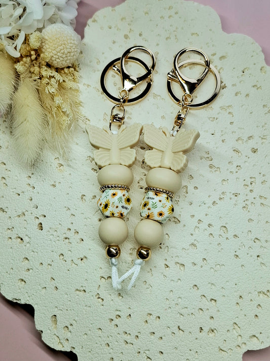 Cream Butterfly Keychain