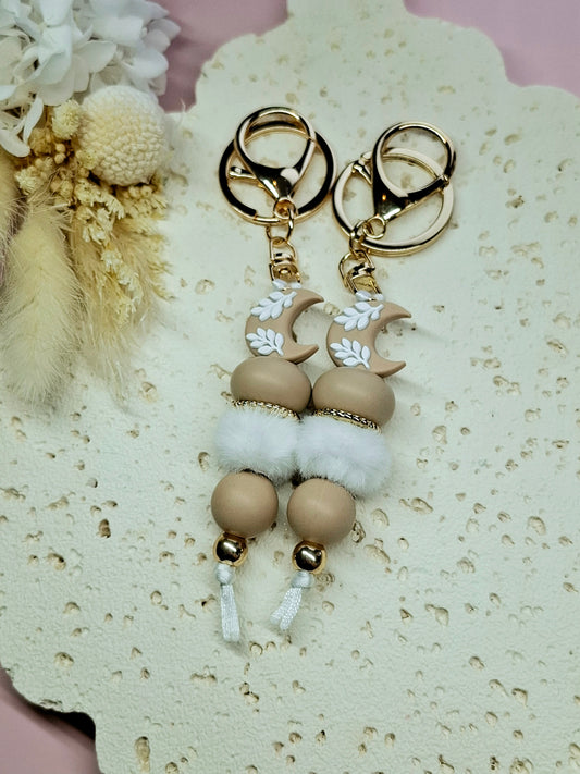 Nude Crescent Moon Keychain
