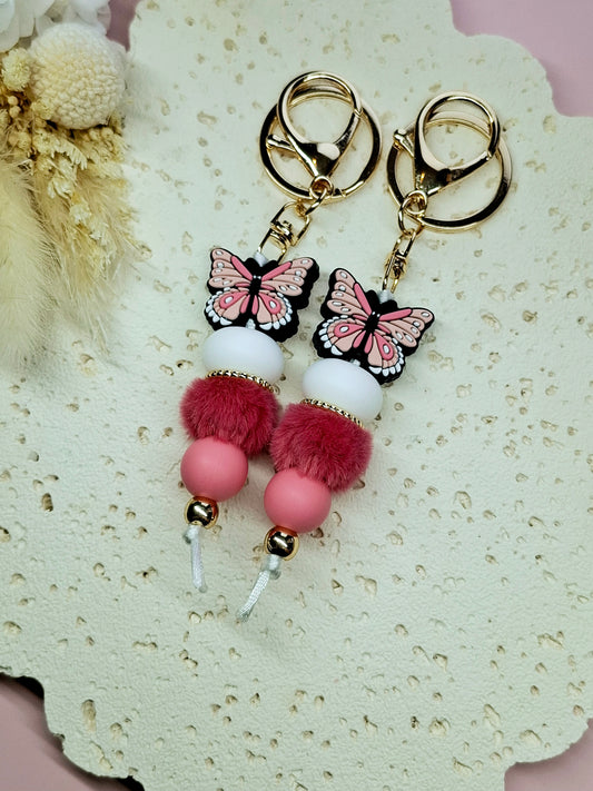 Detailed Pink Butterfly Keychain